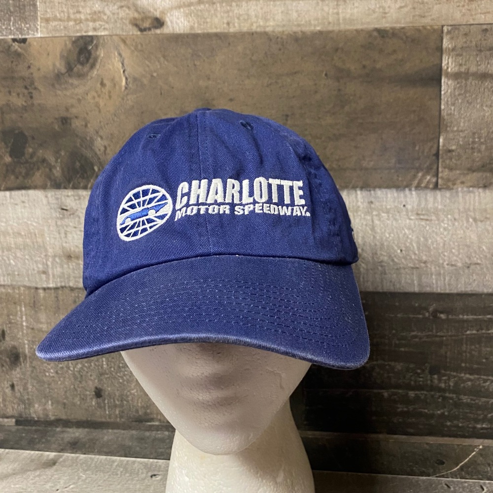 Adidas Charlotte Motor Speedway Hat Navy Blue Adjustable Cap Mens Racing